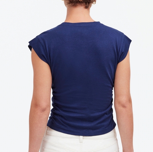 Madewell Side-Cinch Muscle Tee Women's XS Dark Nightfall Navy Blue‎ Ruching NWT - Picture 3 of 9